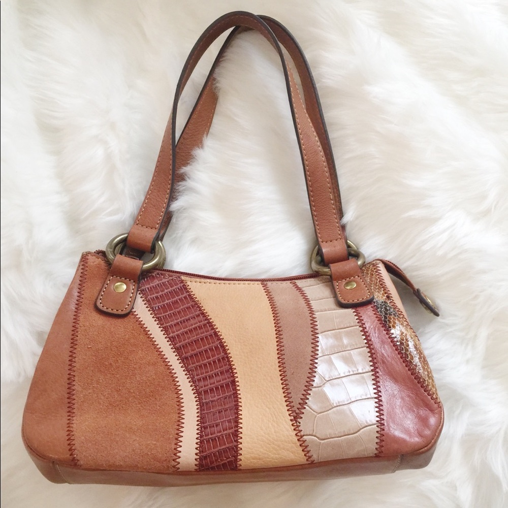 NWOT Fossil genuine leather brown bag  10X6